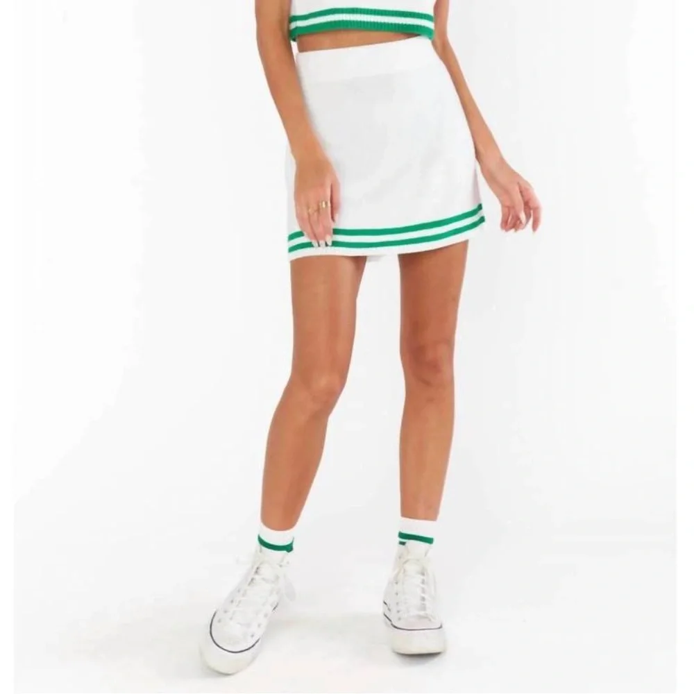 NWT Show Me Your MuMu Serve Skirt in Green Stripe Knit - Picture 6 of 11